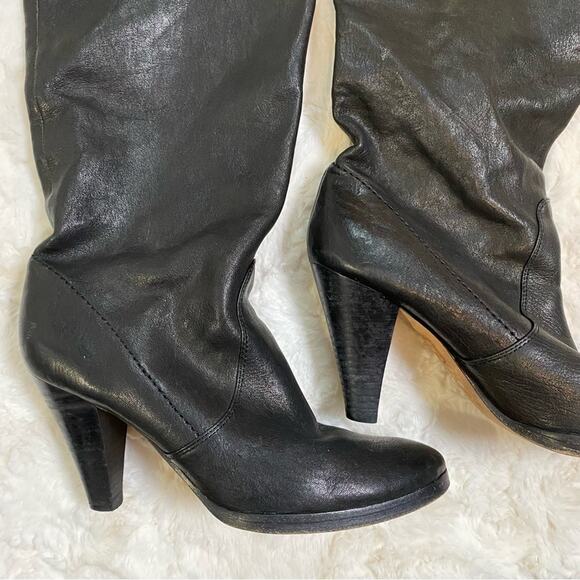 KORS Michael Kors Womens Tall Leather Boots Size 7 Black Designer Convertible - Picture 2 of 14